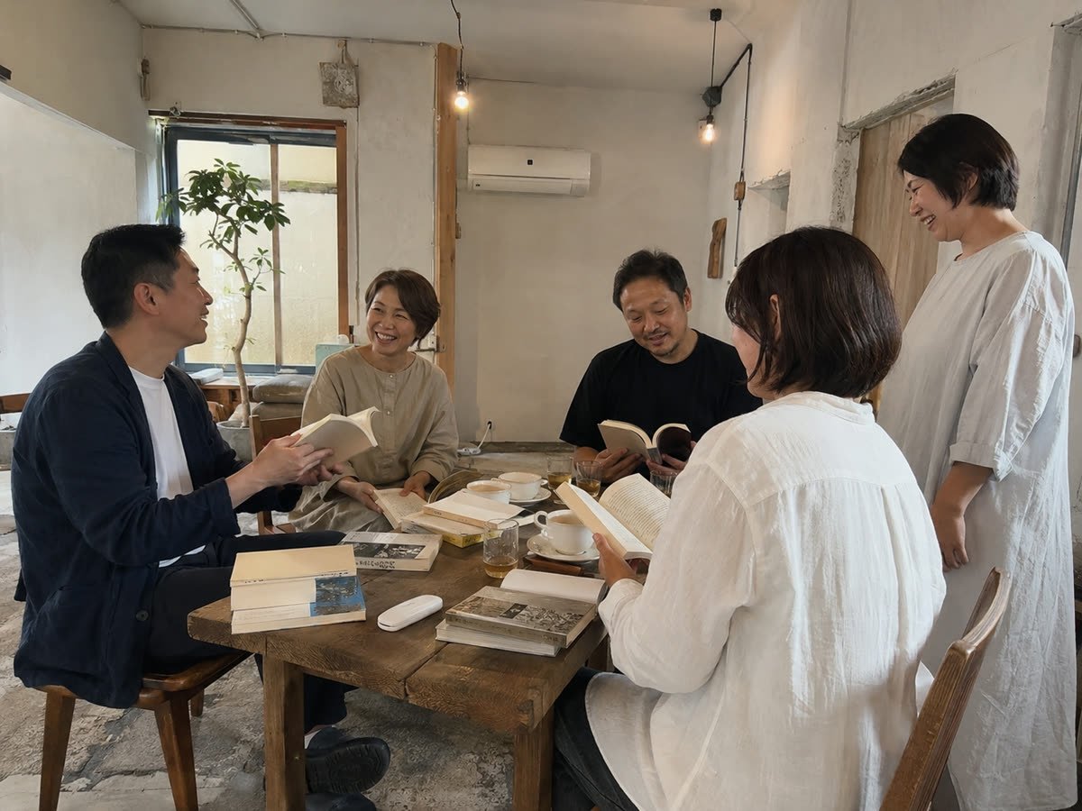 テーブルを囲んで学ぶ参加者